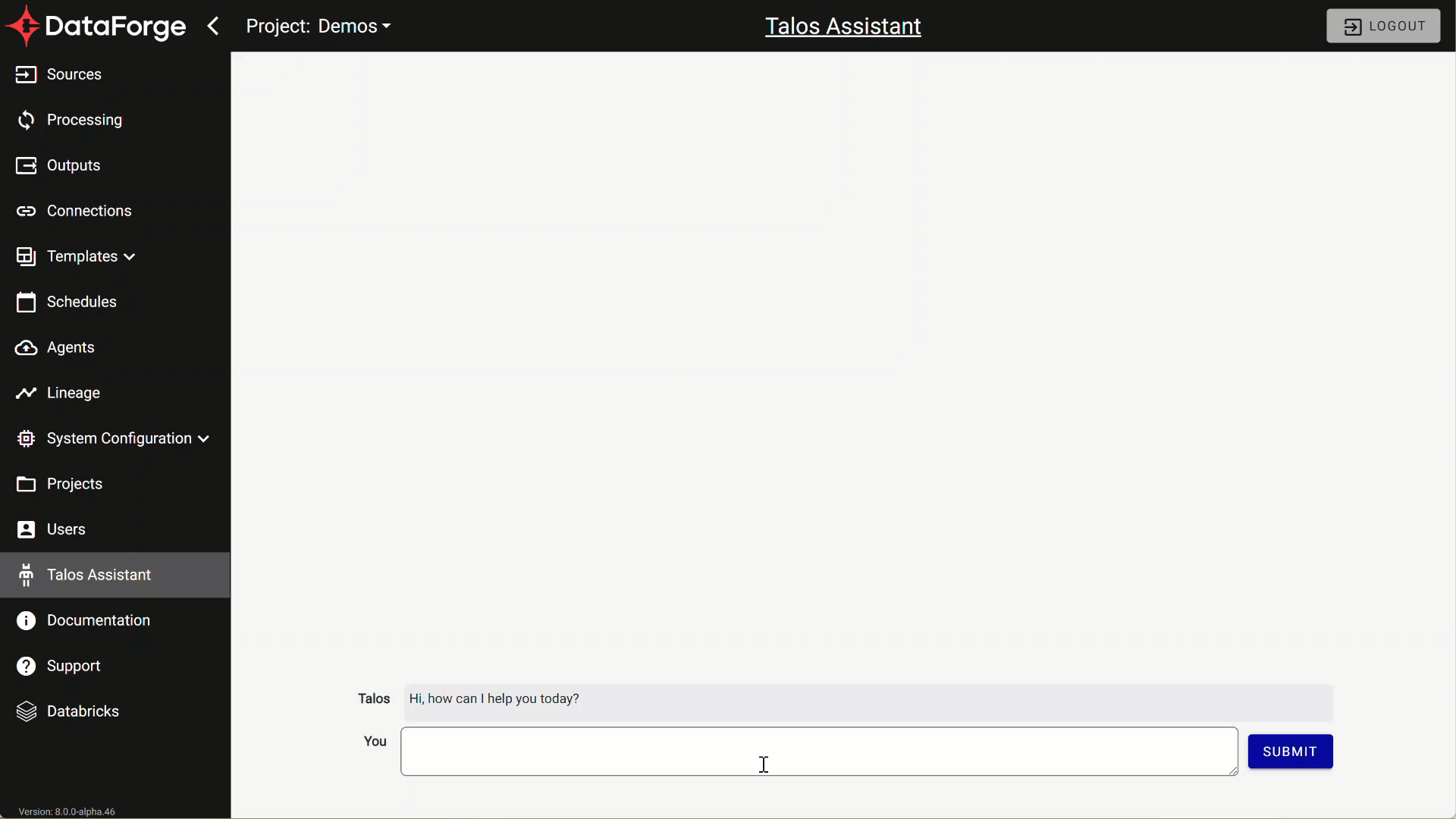Talos AI assistant in action - animated demo